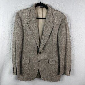 Vintage Christian Brooks Blazer Mens 42 Grey 100% Silk Sport Coat Jacket Career